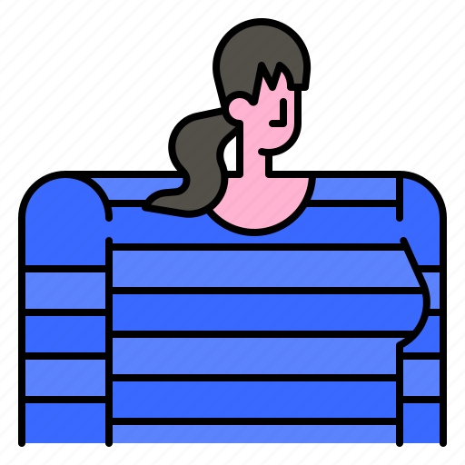 Woman, avatar, long, hair, tie, housewife, user icon - Download on Iconfinder