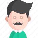man, moustache, user, boy, avatar, person