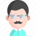 man, moustache, glasses, user, boy, avatar, person