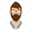 people, character, person, mascot, hipster, avatar, man, professional, team member, businessman, guy, glasses, moustache, smart, beard, user, boy, handsome, male, testimonial, business 