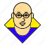 account, avatar, bald, glasses, man, profile, user 