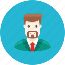 avatar, beard, businessman, face, profile, suit, tie 