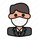 avatar, businessman, man, medical mask, profile, user