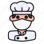 avatar, chef, man, medical mask, profile, user 