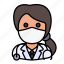 avatar, doctor, medical mask, profile, user, woman 