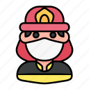 avatar, fireman, man, medical mask, profile, user