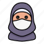 avatar, hijab, medical mask, profile, user, woman 