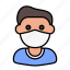 avatar, man, medical mask, profile, user 