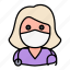 avatar, medical mask, nurse, profile, user, woman 