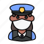 avatar, medical mask, policewoman, profile, user, woman 