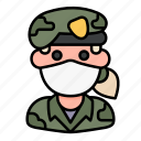 avatar, medical mask, profile, soldier, user, woman