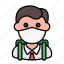 avatar, man, medical mask, profile, student, user 