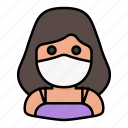 avatar, medical mask, profile, user, woman