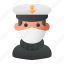 avatar, captain, man, medical mask, profile, user 