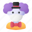 avatar, clown, man, medical mask, profile, user 