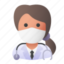 avatar, doctor, medical mask, profile, user, woman