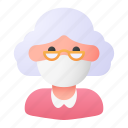 avatar, elder, medical mask, profile, user, woman