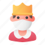 avatar, king, man, medical mask, profile, user 