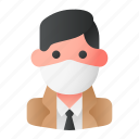 avatar, man, medical mask, profile, user