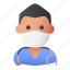 avatar, man, medical mask, nurse, profile, user 