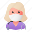 avatar, medical mask, nurse, profile, user, woman 