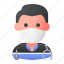avatar, man, medical mask, paramedic, profile, user 