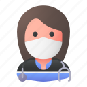 avatar, medical mask, paramedic, profile, user, woman
