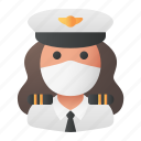 avatar, medical mask, pilot, profile, user, woman