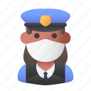 avatar, medical mask, policewoman, profile, user, woman