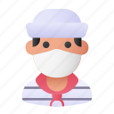 avatar, man, medical mask, profile, sailor, user