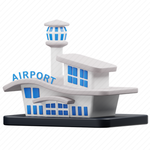 Airport, flight, airplane, plane, transportation, aircraft, building 3D illustration - Download on Iconfinder
