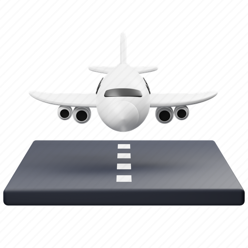 Landing, airplane, airport, flight, transport, travel, vehicle 3D illustration - Download on Iconfinder