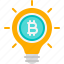 bulb, innovation, idea, bitcoin, lamp, cryptocurrency, digital currency, coin, crypto
