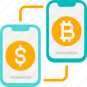 sync, transfer, mobile, dollar, bitcoin, cryptocurrency, digital currency, coin, crypto
