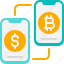 sync, transfer, mobile, dollar, bitcoin, cryptocurrency, digital currency, coin, crypto 