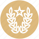 award, laurel wreath, prize, reward, ribbon, star, victory