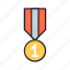 award, first, medal 