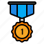 medal, award, winner, badge, first, achievement, prize 