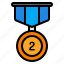medal, award, winner, badge, second, achievement, prize 