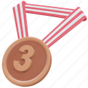 medal, badge, winner, prize, reward, achievement, bronze, medal number 3 