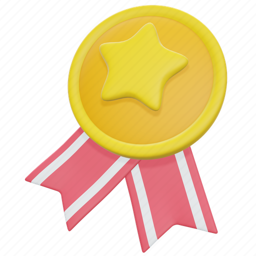 Medal, badge, star, prize, reward, achievement, gold 3D illustration - Download on Iconfinder