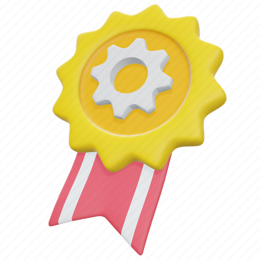 Medal, badge, winner, prize, reward, achievement, gear 3D illustration - Download on Iconfinder