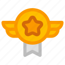 star, badge, ribbon, gold