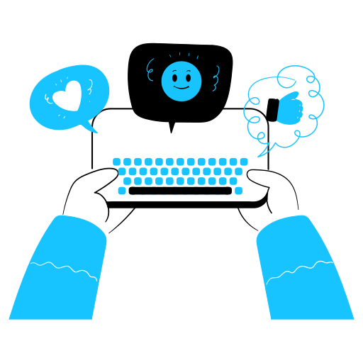 Communication, typing, type, keyboard, emoticon, emoji, like illustration - Free download