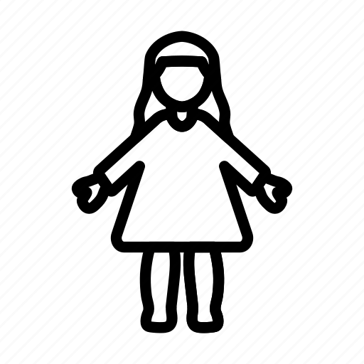Doll, girl, toy, play, cute, lineart, black icon - Download on Iconfinder