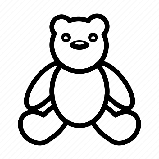 Cute, animal, teddy, bear, toy, lineart, black icon - Download on Iconfinder