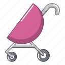 baby, born, carriage, cartoon, object, pink, white