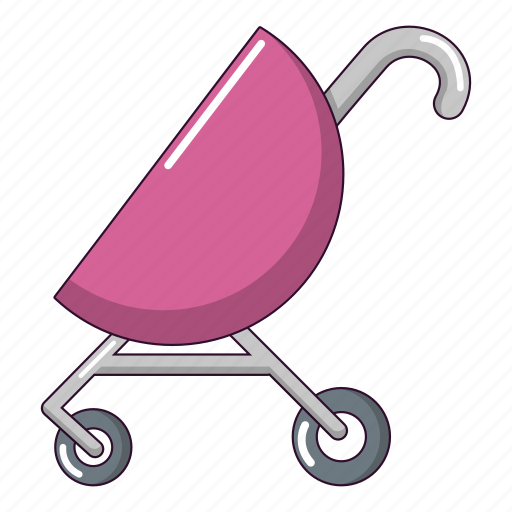 Baby, born, carriage, cartoon, object, pink, white icon - Download on Iconfinder