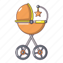 baby, born, carriage, cartoon, object, star, white