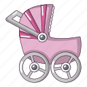 baby, born, carriage, cartoon, object, white